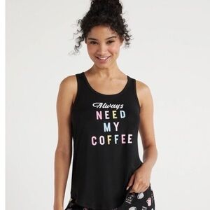Always Need My Coffee Black Tank Top, Size S 4-6